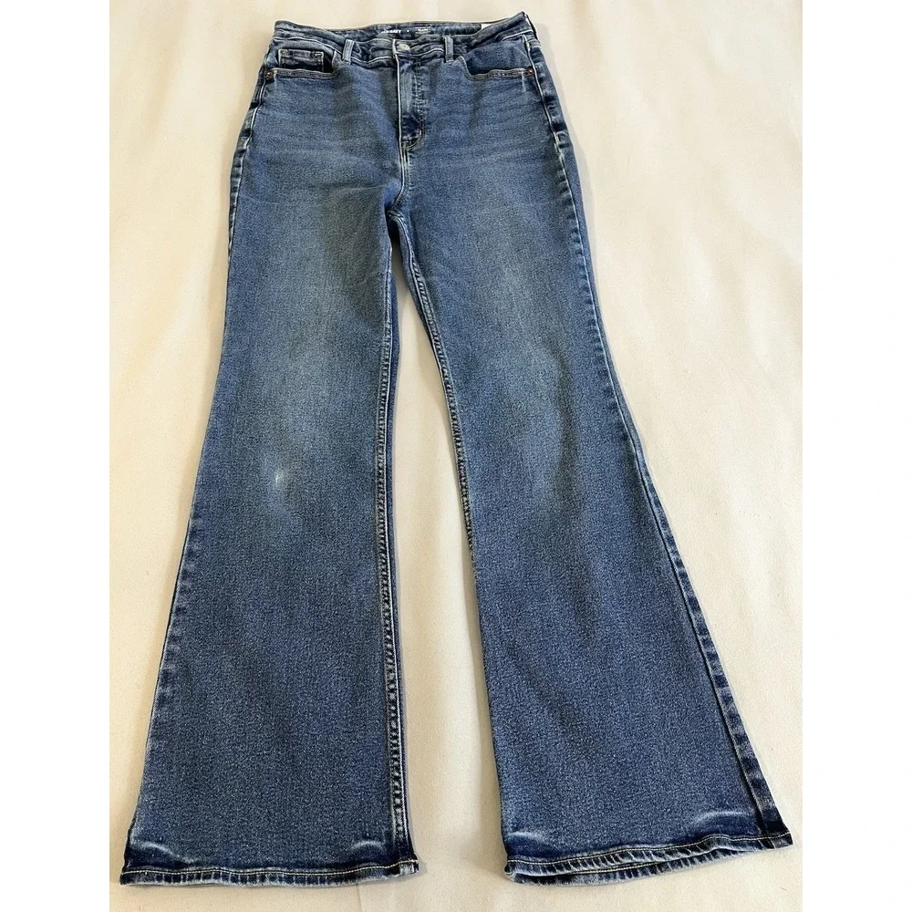 Old Navy Higher High Rise Flare‎ Sz 8 Stretch Medium Blue (29